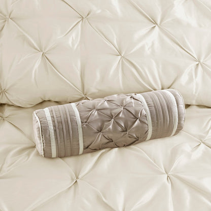 Set of Seven Ivory Queen Ring Stitch Polyester Sham And Comforter HomeRoots
