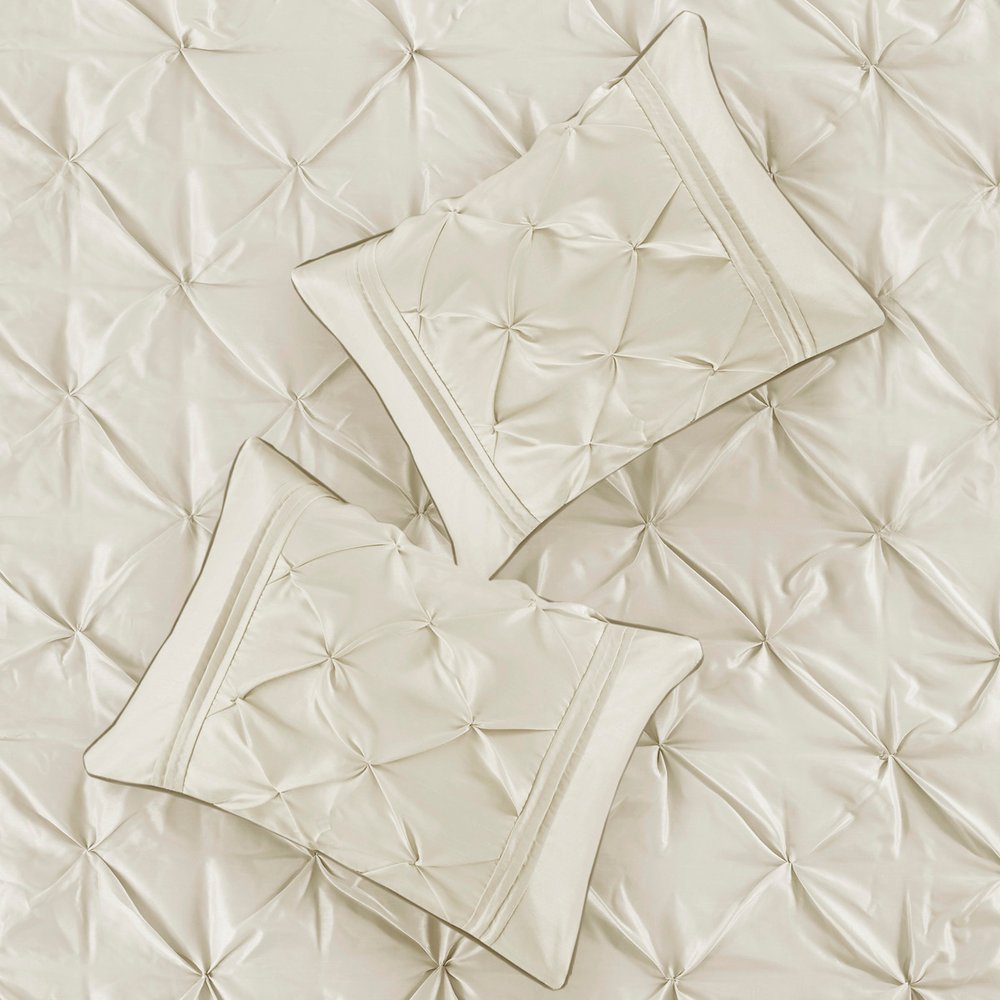Set of Seven Ivory Queen Ring Stitch Polyester Sham And Comforter HomeRoots
