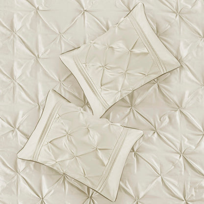 Set of Seven Ivory Queen Ring Stitch Polyester Sham And Comforter HomeRoots