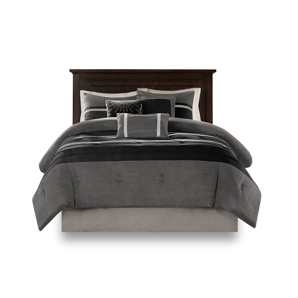 Set of Seven Black King Ring Stitch Polyester Sham And Comforter HomeRoots