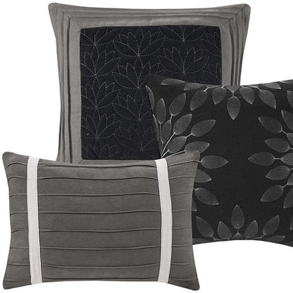Set of Seven Black King Ring Stitch Polyester Sham And Comforter HomeRoots
