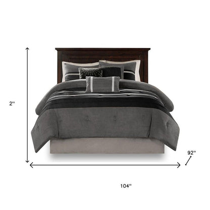Set of Seven Black King Ring Stitch Polyester Sham And Comforter HomeRoots