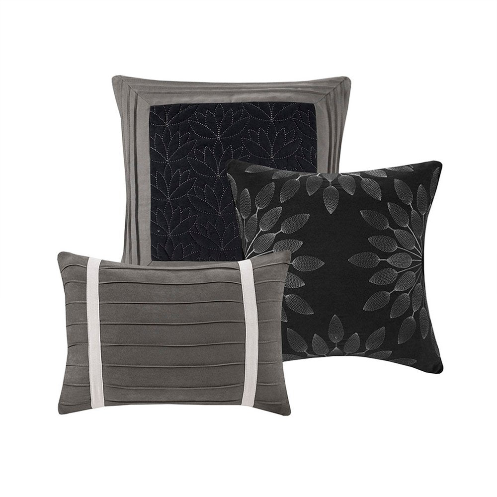 Set of Seven Black King Ring Stitch Polyester Sham And Comforter HomeRoots