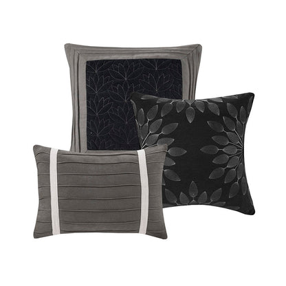 Set of Seven Black King Ring Stitch Polyester Sham And Comforter HomeRoots