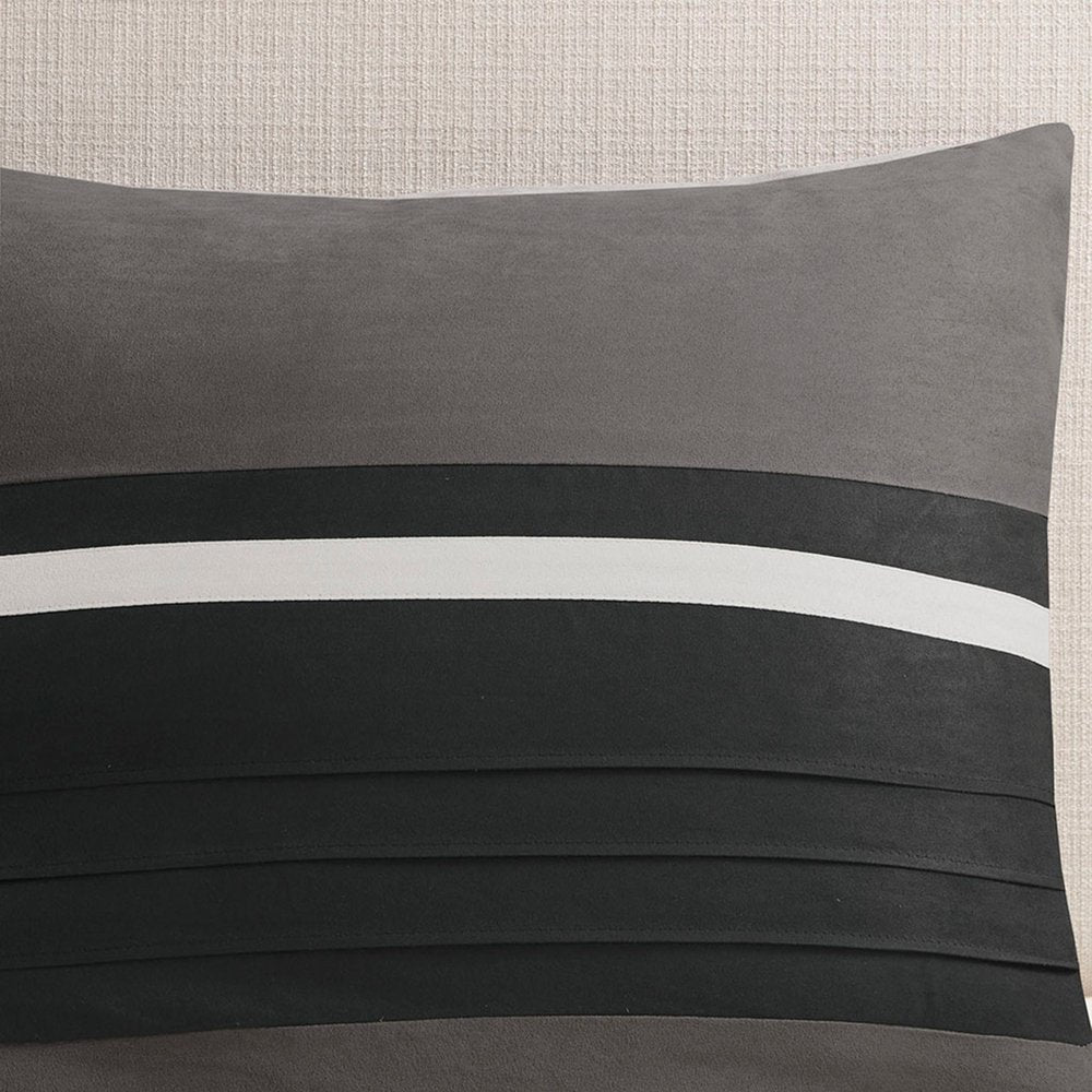 Set of Seven Black King Ring Stitch Polyester Sham And Comforter HomeRoots