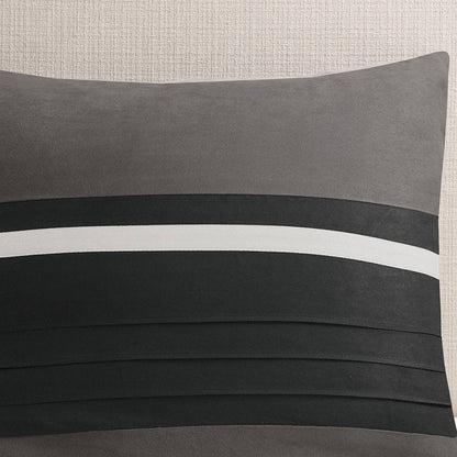 Set of Seven Black King Ring Stitch Polyester Sham And Comforter HomeRoots