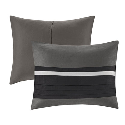Set of Seven Black King Ring Stitch Polyester Sham And Comforter HomeRoots