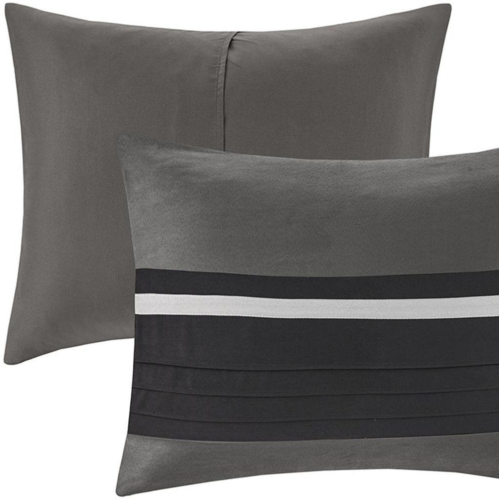 Set of Seven Black King Ring Stitch Polyester Sham And Comforter HomeRoots