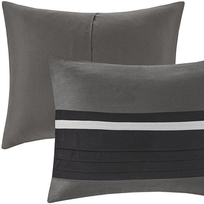 Set of Seven Black King Ring Stitch Polyester Sham And Comforter HomeRoots