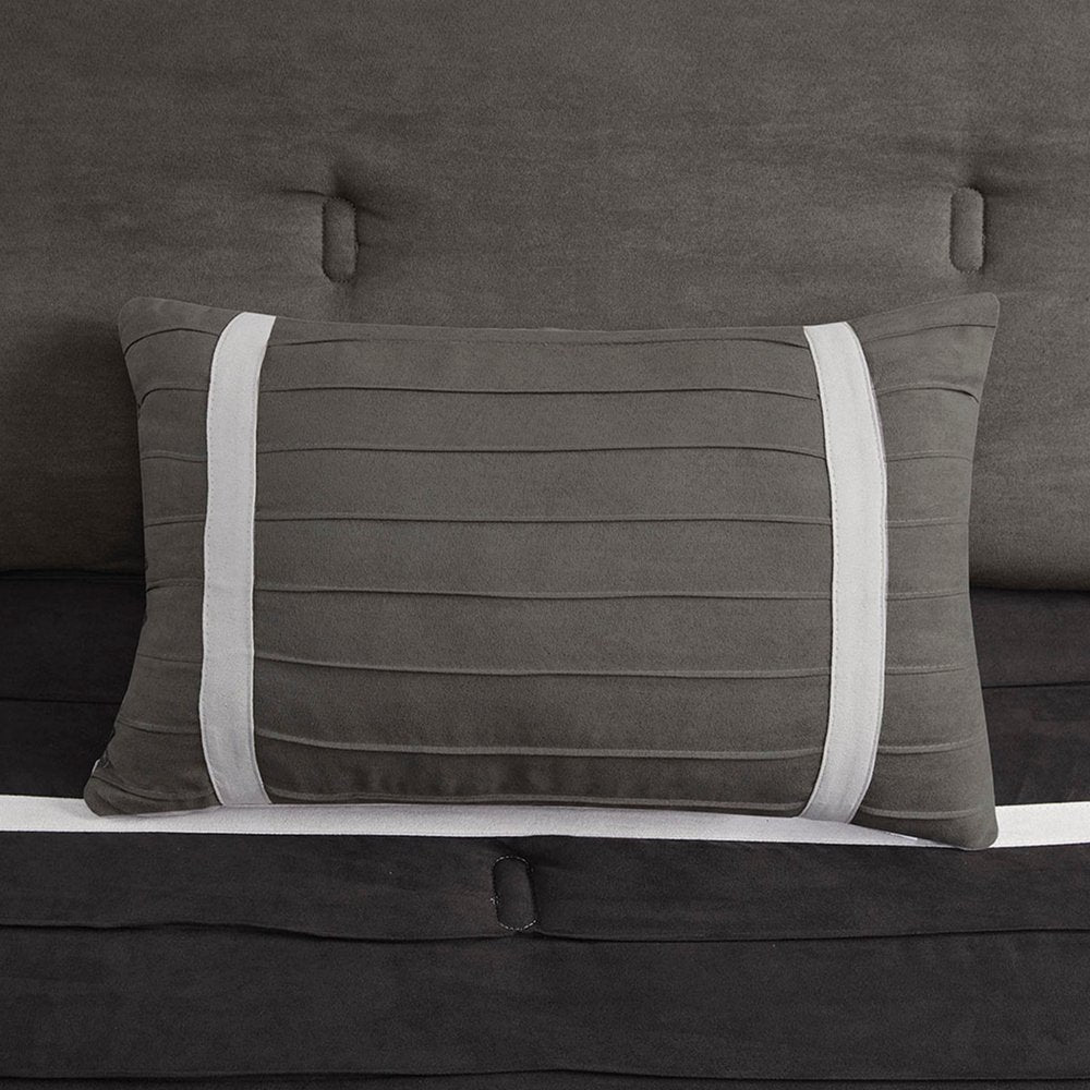 Set of Seven Black King Ring Stitch Polyester Sham And Comforter HomeRoots