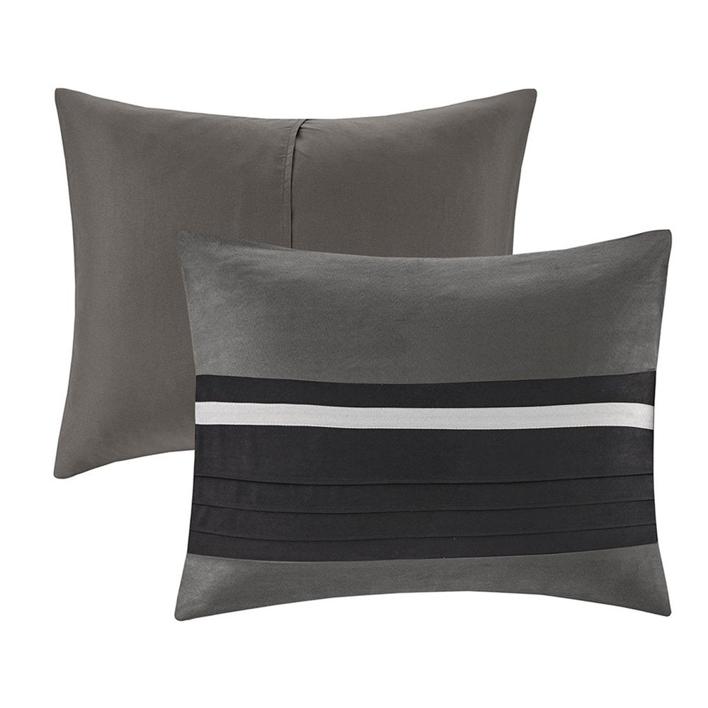 Set of Seven Black King Ring Stitch Polyester Sham And Comforter HomeRoots