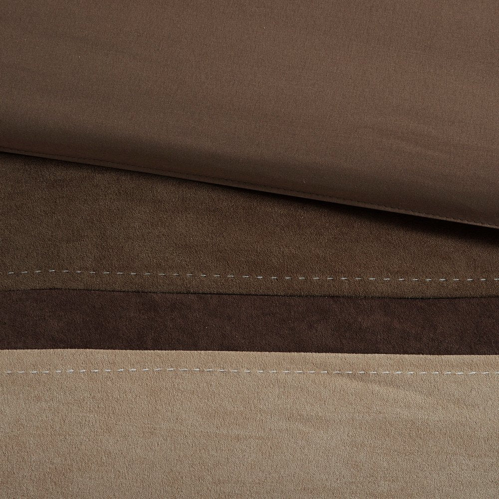 Set of Seven Brown King Ring Stitch Polyester Sham And Comforter HomeRoots
