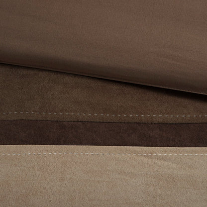 Set of Seven Brown King Ring Stitch Polyester Sham And Comforter HomeRoots