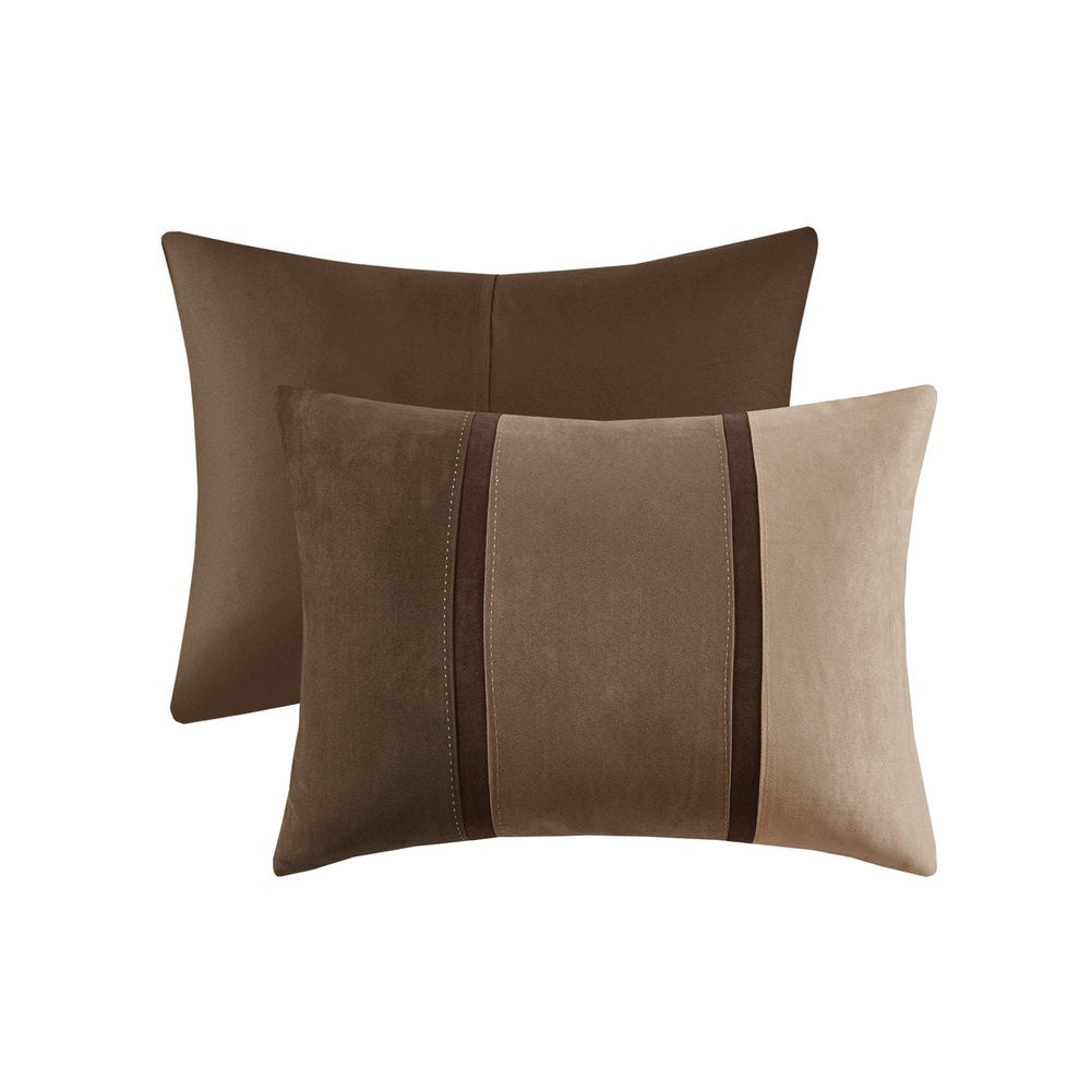 Set of Seven Brown King Ring Stitch Polyester Sham And Comforter HomeRoots