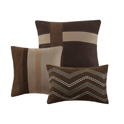 Set of Seven Brown King Ring Stitch Polyester Sham And Comforter HomeRoots