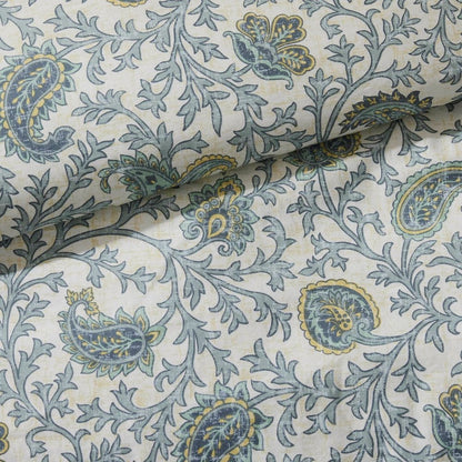 Set of Nine Aqua And Ivory Paisley King Ring Stitch Polyester Sham And Comforter HomeRoots
