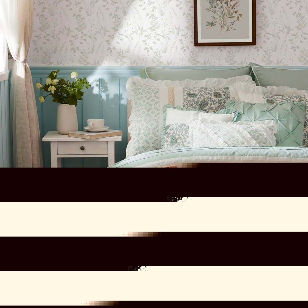 Set of Nine Aqua And Ivory Paisley King Ring Stitch Polyester Sham And Comforter HomeRoots
