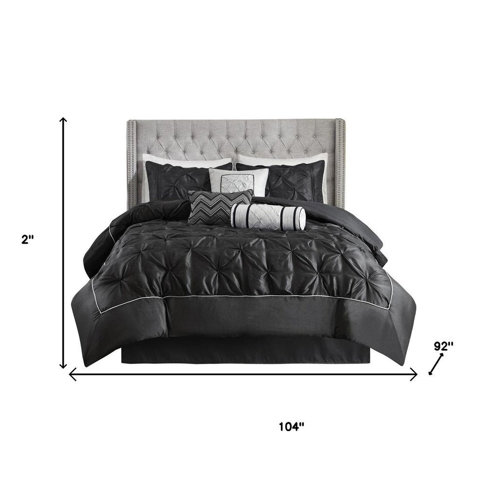 Set of Seven Black King Ring Stitch Polyester Sham And Comforter HomeRoots