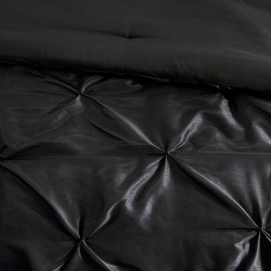 Set of Seven Black King Ring Stitch Polyester Sham And Comforter HomeRoots