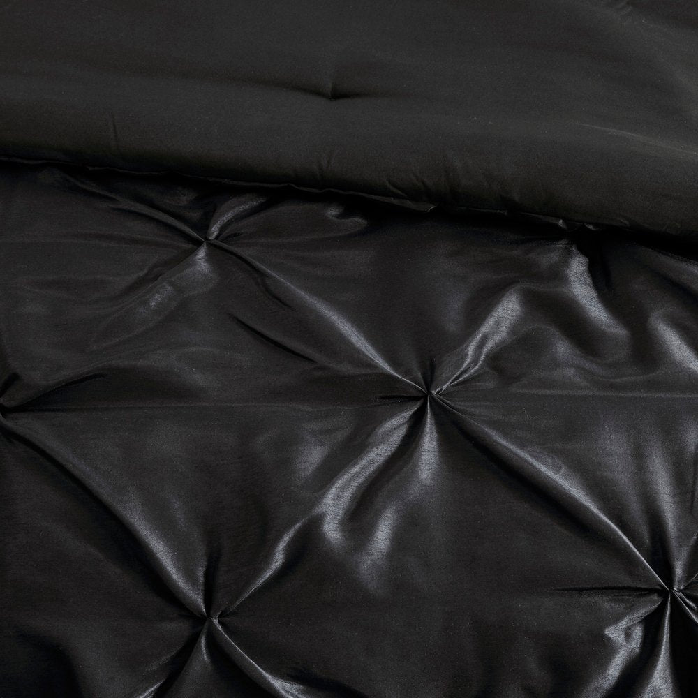 Set of Seven Black King Ring Stitch Polyester Sham And Comforter HomeRoots