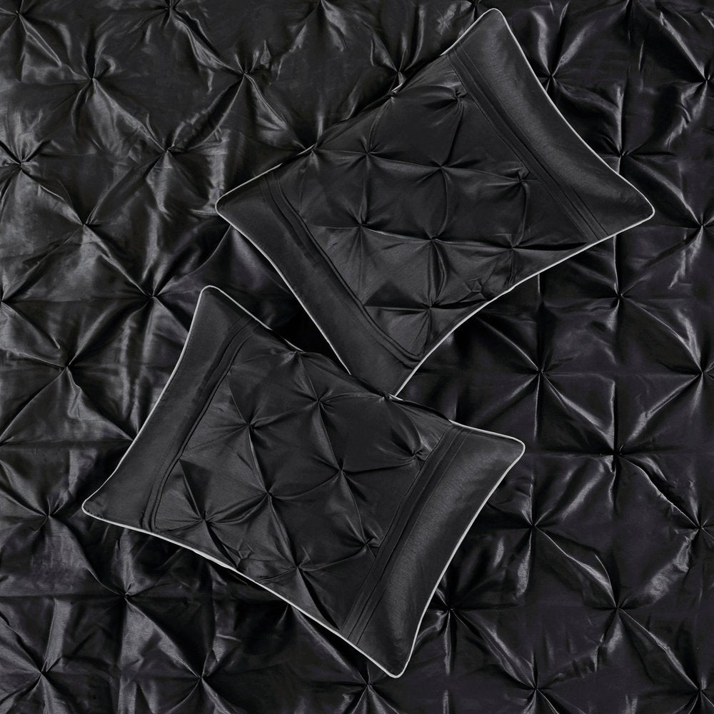 Set of Seven Black King Ring Stitch Polyester Sham And Comforter HomeRoots