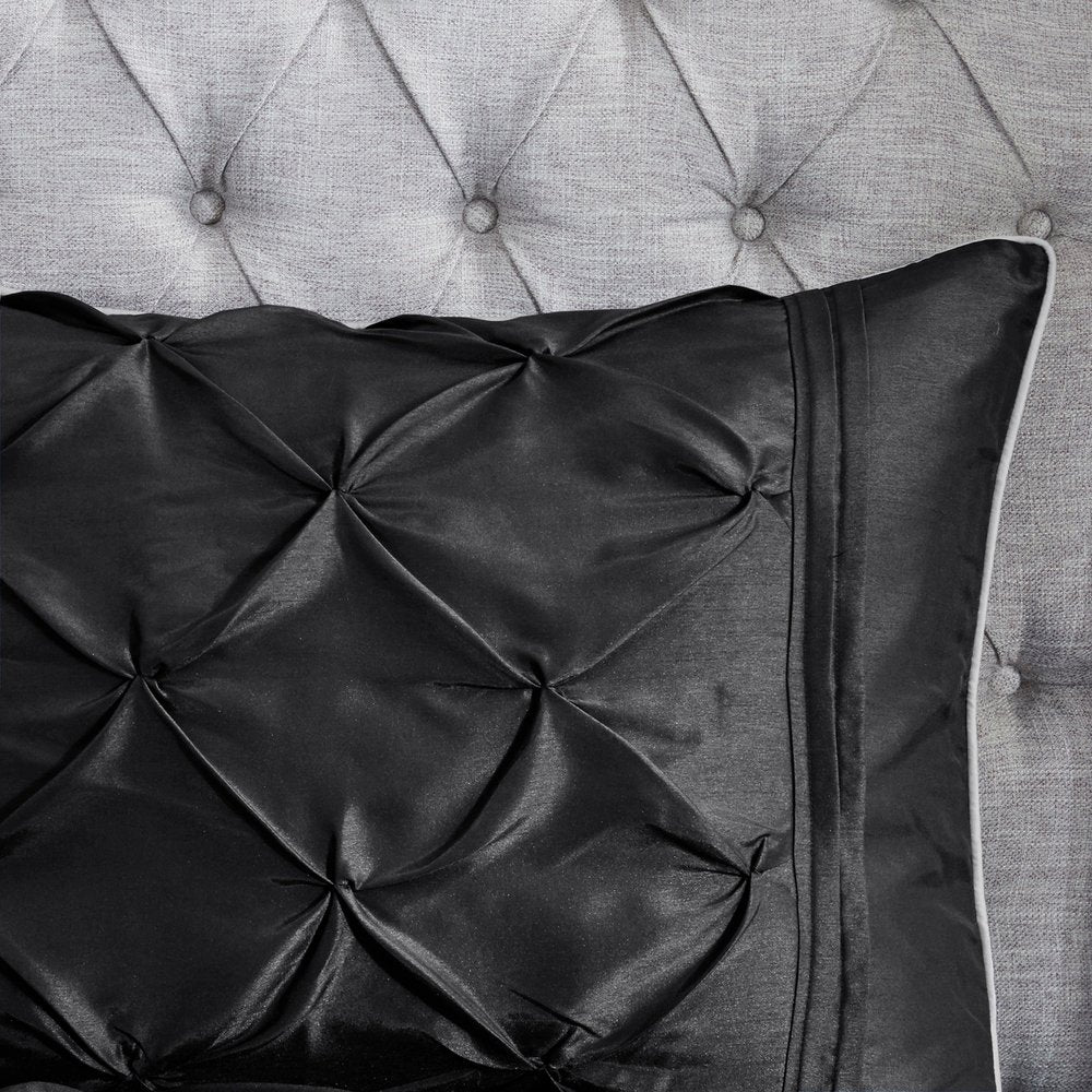 Set of Seven Black King Ring Stitch Polyester Sham And Comforter HomeRoots