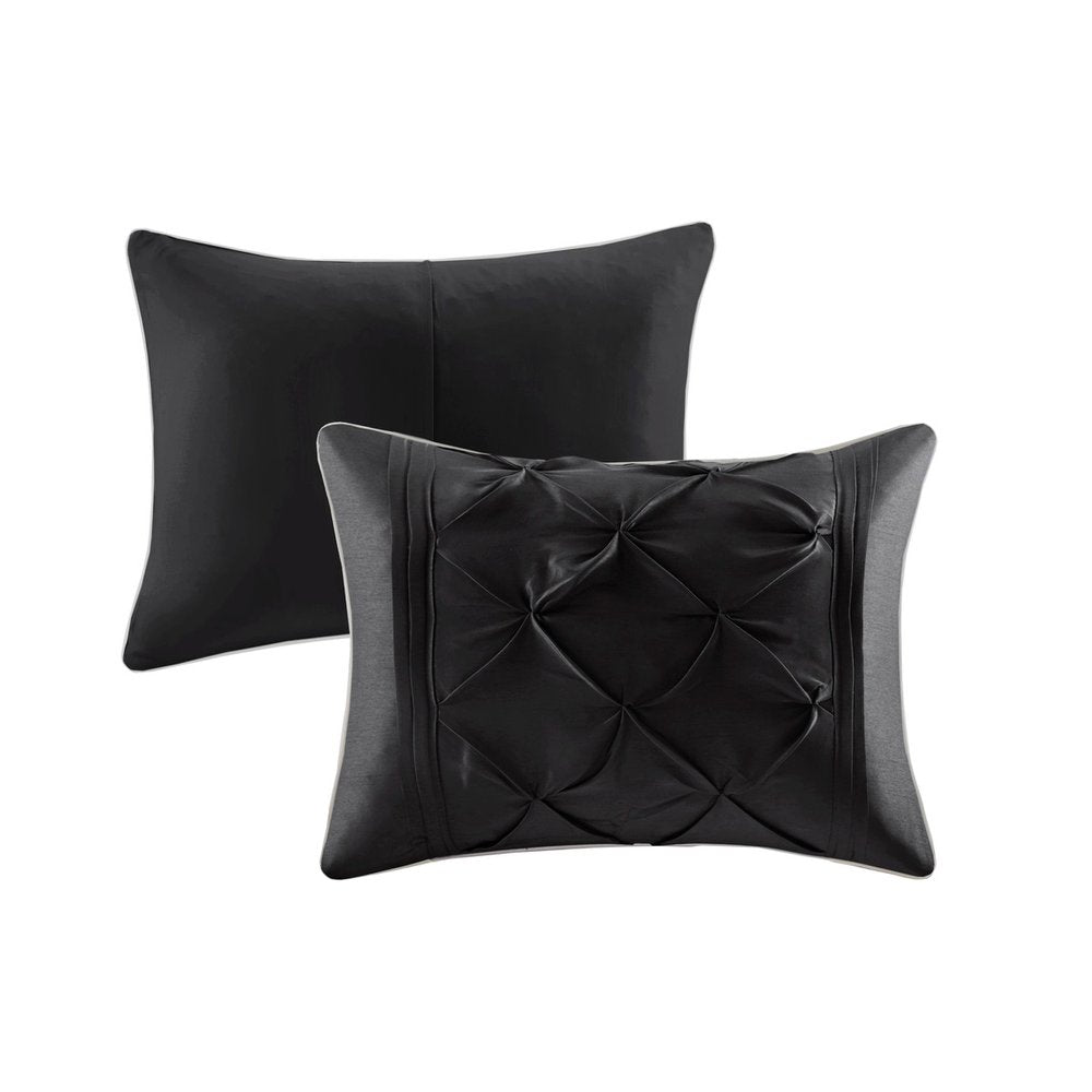 Set of Seven Black King Ring Stitch Polyester Sham And Comforter HomeRoots