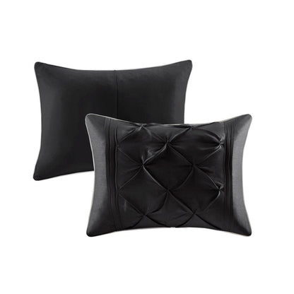 Set of Seven Black King Ring Stitch Polyester Sham And Comforter HomeRoots