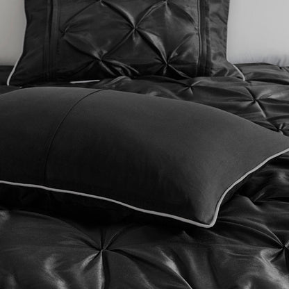 Set of Seven Black King Ring Stitch Polyester Sham And Comforter HomeRoots