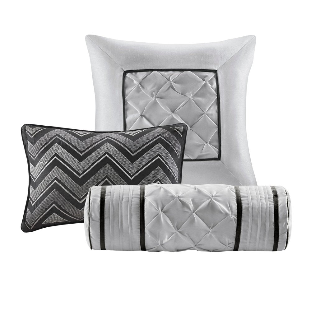 Set of Seven Black King Ring Stitch Polyester Sham And Comforter HomeRoots