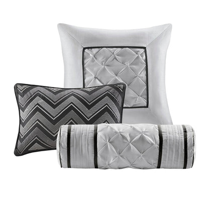 Set of Seven Black King Ring Stitch Polyester Sham And Comforter HomeRoots