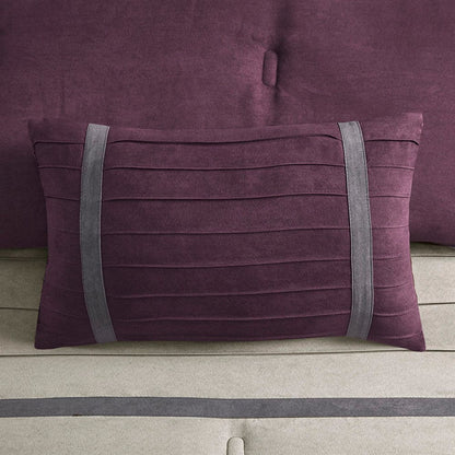 Set of Seven Purple And Gray Striped King Ring Stitch Polyester Sham And Comforter HomeRoots