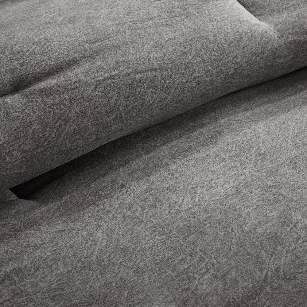 Set of Seven Gray King Ring Stitch Polyester Sham And Comforter HomeRoots