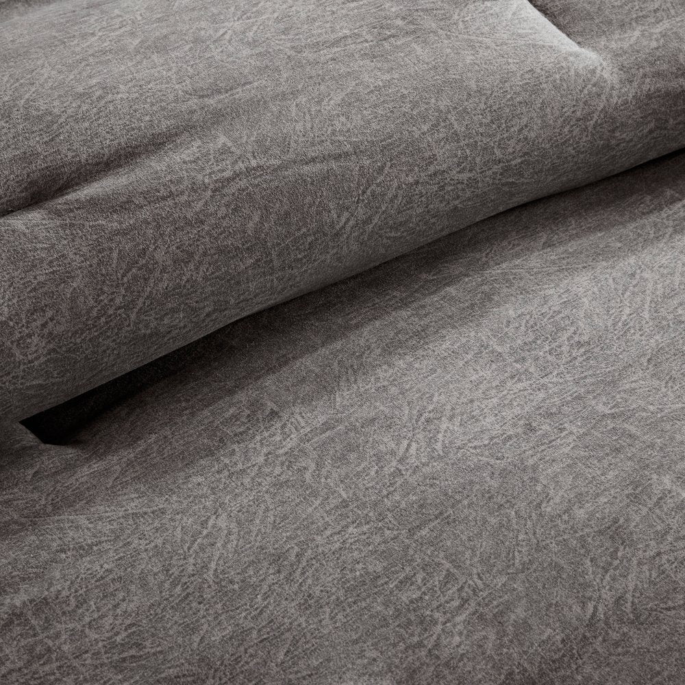 Set of Seven Gray King Ring Stitch Polyester Sham And Comforter HomeRoots