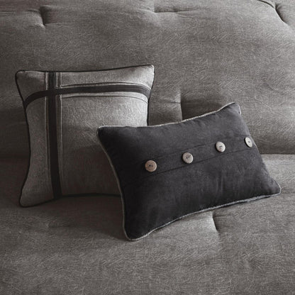 Set of Seven Gray King Ring Stitch Polyester Sham And Comforter HomeRoots