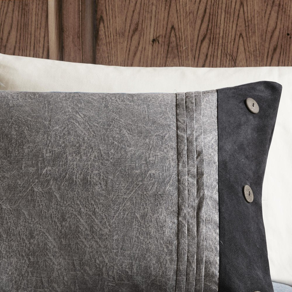 Set of Seven Gray King Ring Stitch Polyester Sham And Comforter HomeRoots