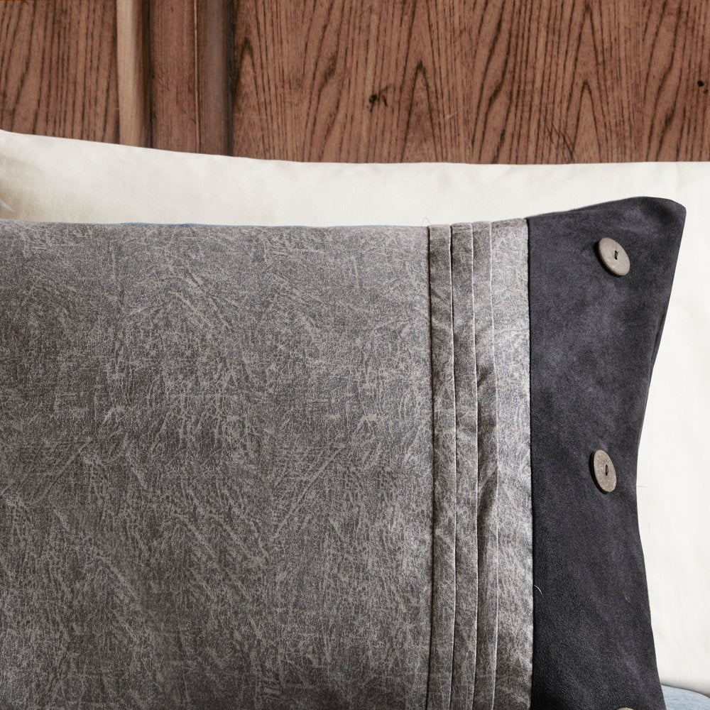 Set of Seven Gray King Ring Stitch Polyester Sham And Comforter HomeRoots