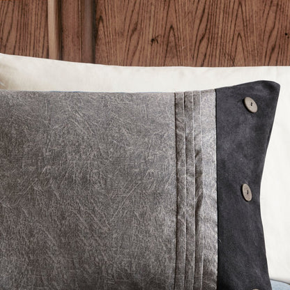 Set of Seven Gray King Ring Stitch Polyester Sham And Comforter HomeRoots