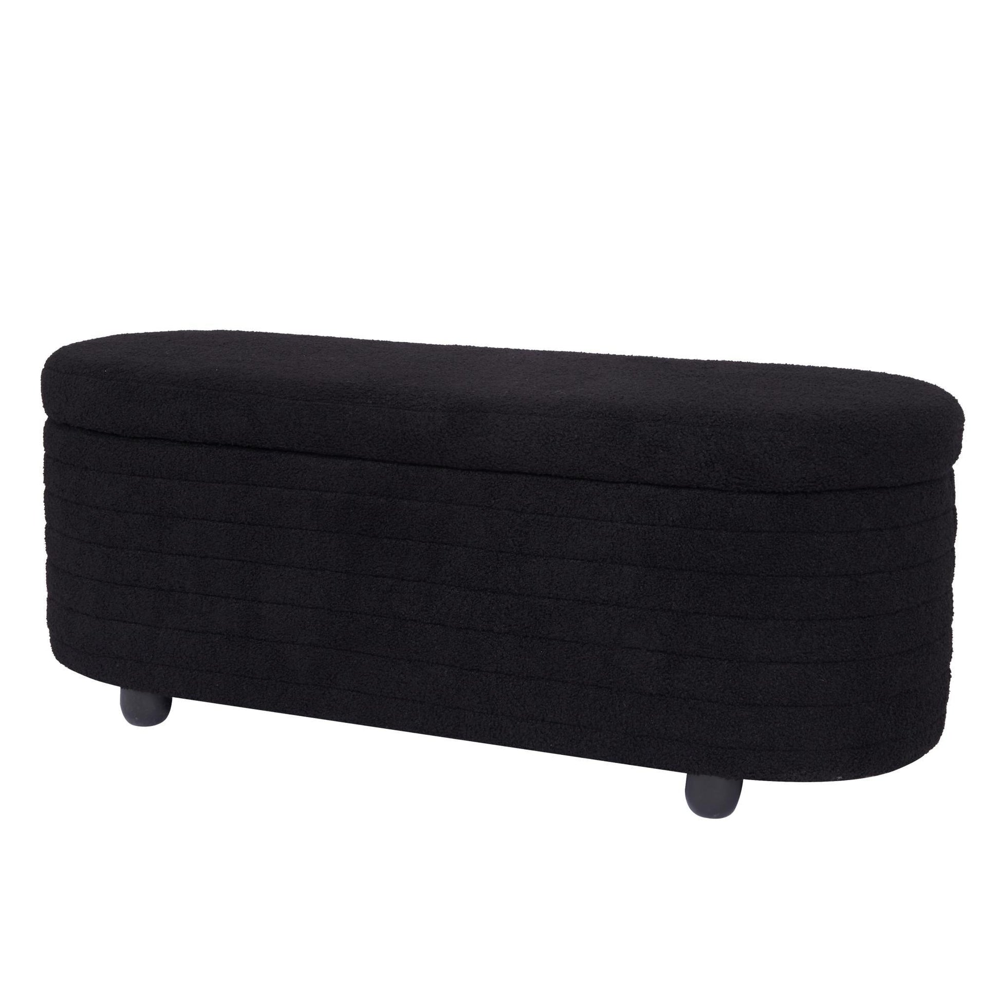 Multi-functional storage teddy fleece material sofa bench - FurniFindUSA