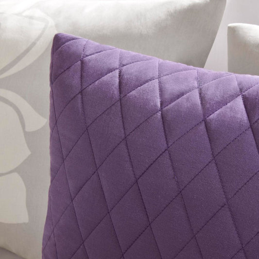 Set of Seven Purple And White Floral King Ring Stitch Sham And Comforter HomeRoots