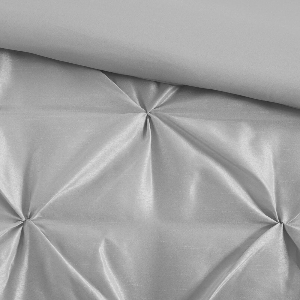 Set of Seven Gray Full Ring Stitch Polyester Sham And Comforter HomeRoots