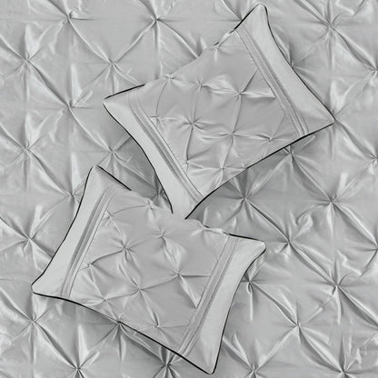 Set of Seven Gray Full Ring Stitch Polyester Sham And Comforter HomeRoots