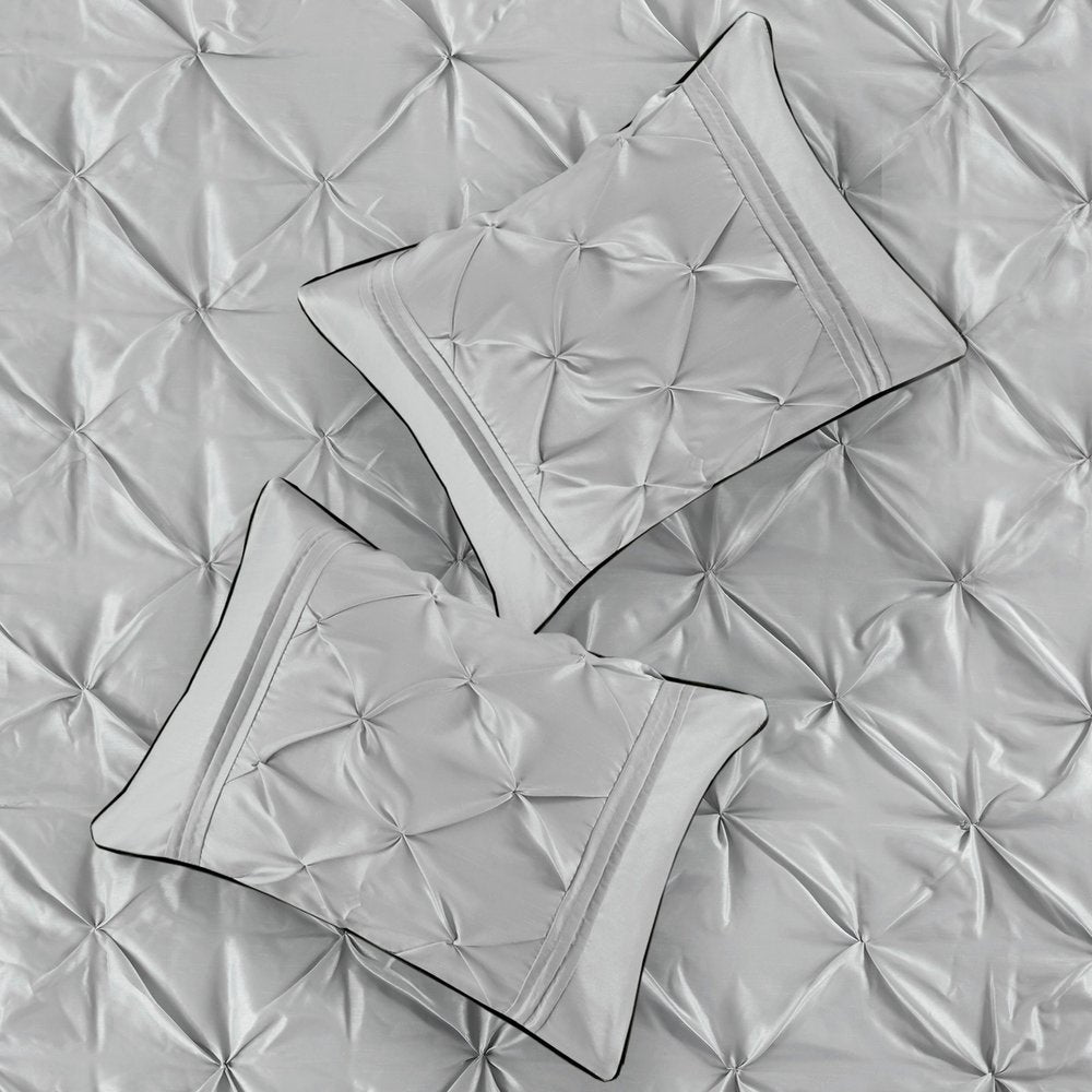 Set of Seven Gray Full Ring Stitch Polyester Sham And Comforter HomeRoots