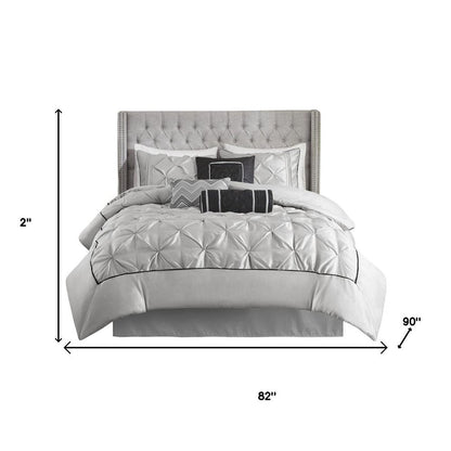 Set of Seven Gray Full Ring Stitch Polyester Sham And Comforter HomeRoots