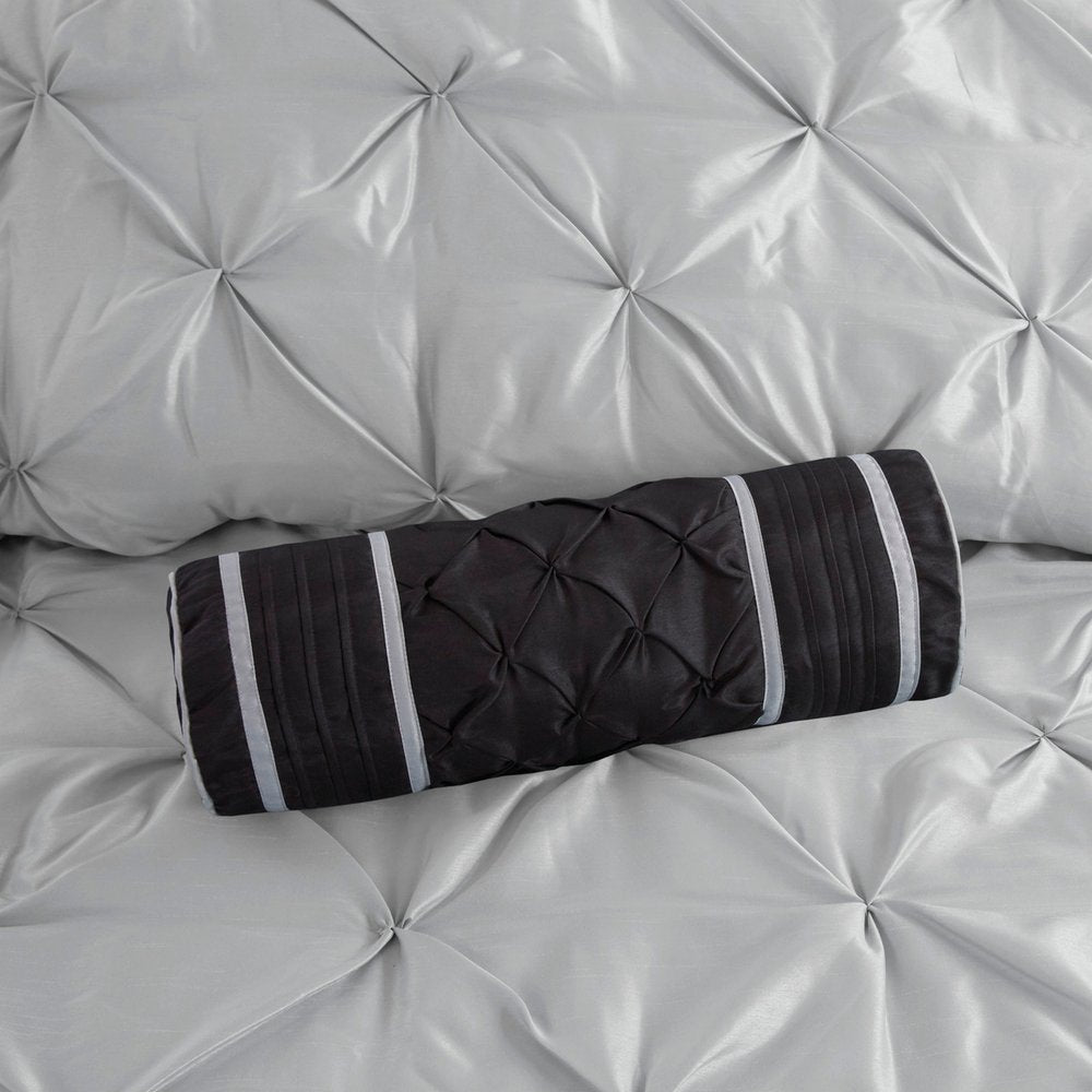 Set of Seven Gray Full Ring Stitch Polyester Sham And Comforter HomeRoots