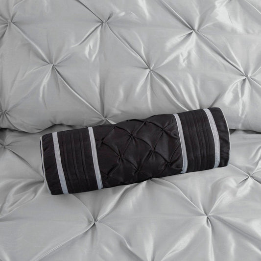 Set of Seven Gray Full Ring Stitch Polyester Sham And Comforter HomeRoots
