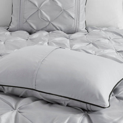 Set of Seven Gray Full Ring Stitch Polyester Sham And Comforter HomeRoots