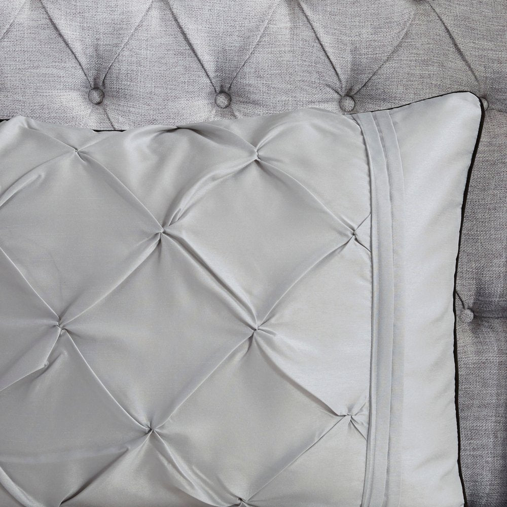 Set of Seven Gray Full Ring Stitch Polyester Sham And Comforter HomeRoots