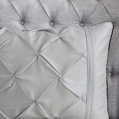 Set of Seven Gray Full Ring Stitch Polyester Sham And Comforter HomeRoots