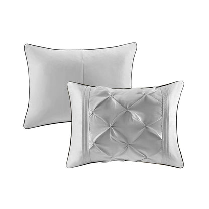 Set of Seven Gray Full Ring Stitch Polyester Sham And Comforter HomeRoots